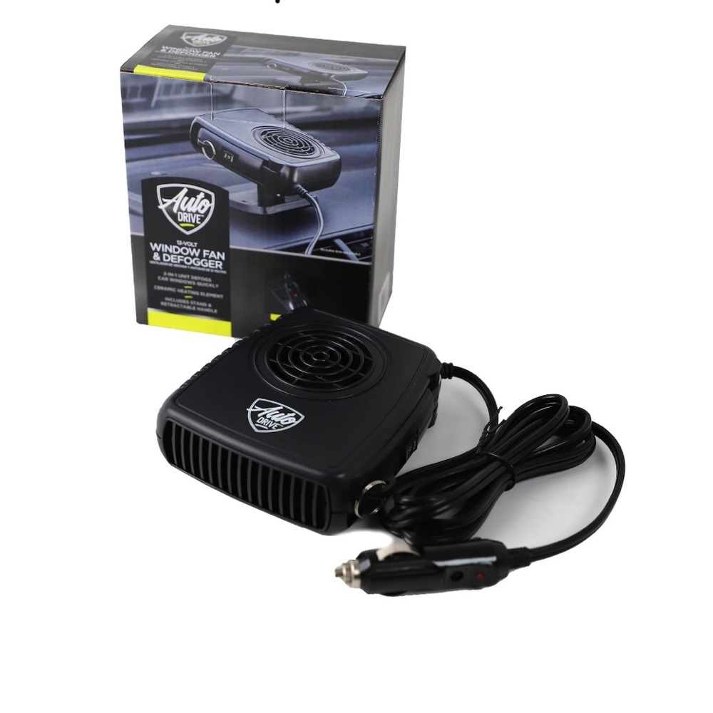 AutoDrive 12-Volt Window Fan and Defogger with Stand. Fits All Auto Vehicle Type
